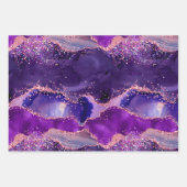 Donkere Paarse en roze glittersequins Agate Inpakpapier Vel (Voorkant)
