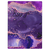 Donkere Paarse en roze glittersequins Agate Klembord (Achterkant)