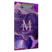 Donkere Paarse en roze glittersequins Agate Klembord (Rechts)