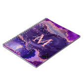 Donkere Paarse en roze glittersequins Agate Notitieboek (Linkerzijde)