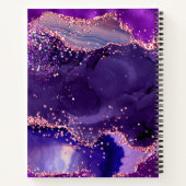 Donkere Paarse en roze glittersequins Agate Notitieboek (Achterkant)