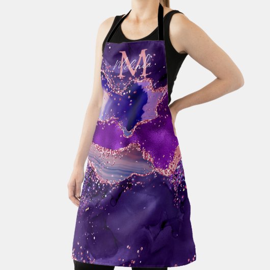 Donkere Paarse en roze glittersequins Agate Schort (Insitu)