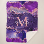 Donkere Paarse en roze glittersequins Agate Sherpa Deken (Voorkant)