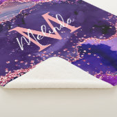Donkere Paarse en roze glittersequins Agate Sherpa Deken (3/4)