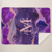 Donkere Paarse en roze glittersequins Agate Sherpa Deken (Voorkant (horizontaal))