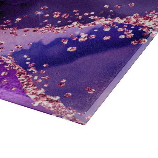 Donkere Paarse en roze glittersequins Agate Snijplank (Hoek)