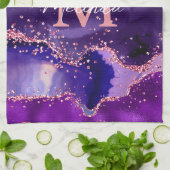 Donkere Paarse en roze glittersequins Agate Theedoek (Gevouwen)