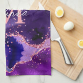 Donkere Paarse en roze glittersequins Agate Theedoek (Quarter Fold)