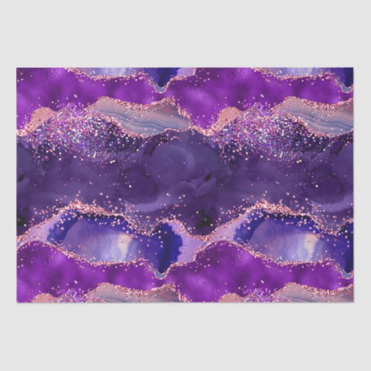 Donkere Paarse en roze glittersequins Agate Tissuepapier (Voorkant)