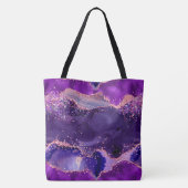 Donkere Paarse en roze glittersequins Agate Tote Bag (Achterkant)