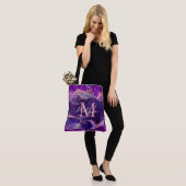 Donkere Paarse en roze glittersequins Agate Tote Bag (Op model)