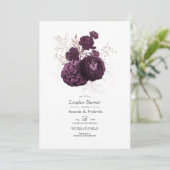 Donkere Paarse en Roze Gouden Bloemenkoppel Shower Kaart (Staand voorkant)