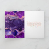 Donkere Paarse en roze sequins Agate Birthday Bedankkaart (Binnen)