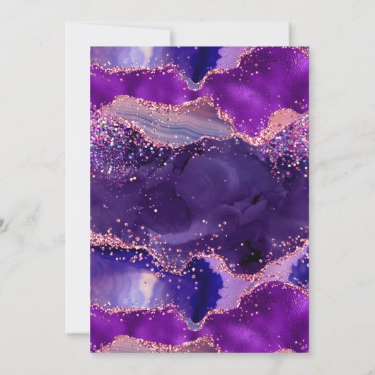 Donkere Paarse en roze sequins Agate Birthday Kaart (Achterkant)