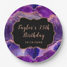 Donkere Paarse en roze sequins Agate Birthday