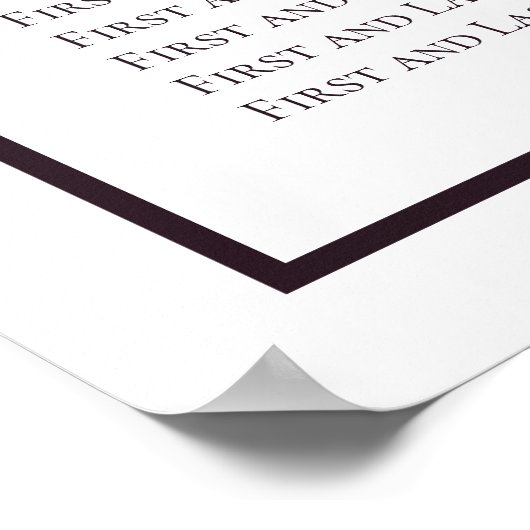 Donkere Paarse en witte eenvoudige weddenschapskaa Poster (Hoek)