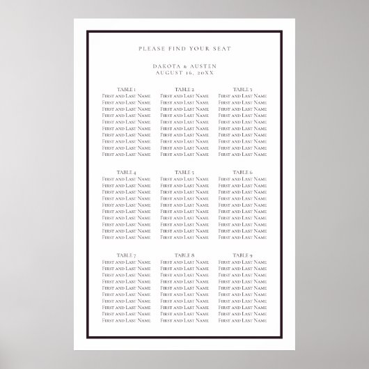 Donkere Paarse en witte eenvoudige weddenschapskaa Poster (Voorkant)