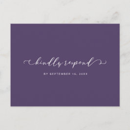 Donkere Paarse en witte Rsvp met keuze uit maaltij Uitnodiging Briefkaart