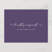 Donkere Paarse en witte Rsvp met keuze uit maaltij Uitnodiging Briefkaart (Voorkant)
