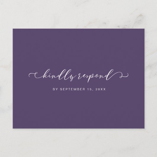 Donkere Paarse en witte Rsvp met keuze uit maaltij Uitnodiging Briefkaart (Voorkant)