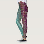 Donkere Paarse en Zee groene borduurwerk Leggings (Links)