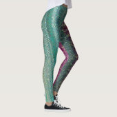Donkere Paarse en Zee groene borduurwerk Leggings (Rechts)