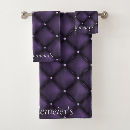 Donkere Paarse en zwarte diamantlegantie Bad Handdoek (Insitu)