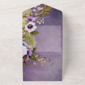 Donkere Paarse en zwarte Floral Moderne Geen diner All In One Uitnodiging (Buitenkant)