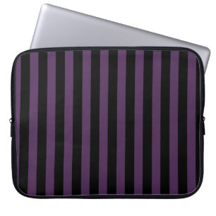 Donkere paarse en zwarte strepen laptop sleeve