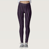 Donkere paarse en zwarte strepen leggings (Voorkant)