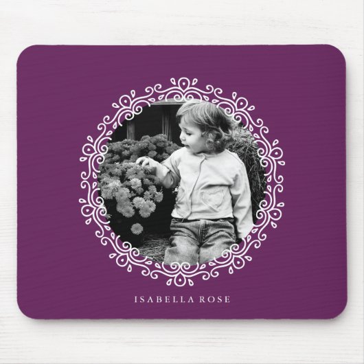 Donkere Paarse Fancy Zwervels Foto Lijst Muismat (Voorkant)