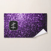 Donkere Paarse faux glans monogram Bad Handdoek (Handdoek)
