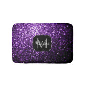 Donkere Paarse faux glans monogram Badmat (Voorkant)