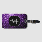 Donkere Paarse faux glans monogram Bagagelabel (Voorkant (horizontaal))