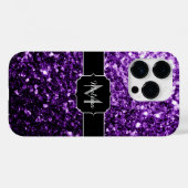 Donkere Paarse faux glans monogram Case-Mate iPhone Case (Achterkant (horizontaal))