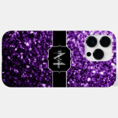 Donkere Paarse faux glans monogram Case-Mate iPhone Case (Achterkant (horizontaal))