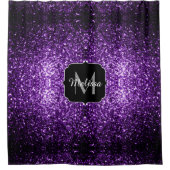 Donkere Paarse faux glans monogram Douchegordijn (Voorkant)