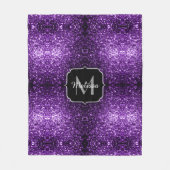 Donkere Paarse faux glans monogram Fleece Deken (Voorkant)