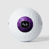 Donkere Paarse faux glans monogram Golfballen (Voorkant)