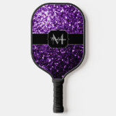 Donkere Paarse faux glans monogram Pickleball Paddle (Voorkant)