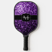 Donkere Paarse faux glans monogram Pickleball Paddle (Achterkant)