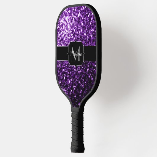 Donkere Paarse faux glans monogram Pickleball Paddle (Links)
