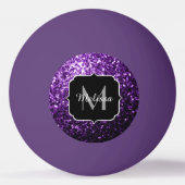 Donkere Paarse faux glans monogram Pingpongbal (Voorkant)
