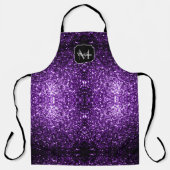 Donkere Paarse faux glans monogram Schort (Voorkant)