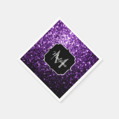 Donkere Paarse faux glans monogram Servetten (Hoek)