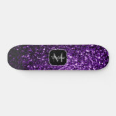 Donkere Paarse faux glans monogram Skateboard (Horizontaal)