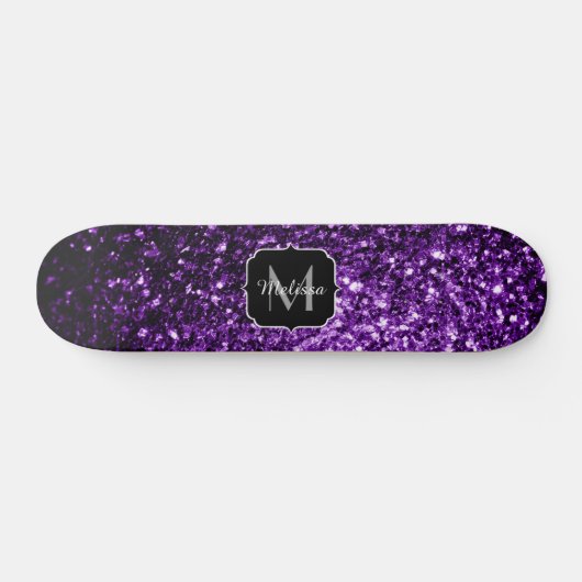 Donkere Paarse faux glans monogram Skateboard (Horizontaal)