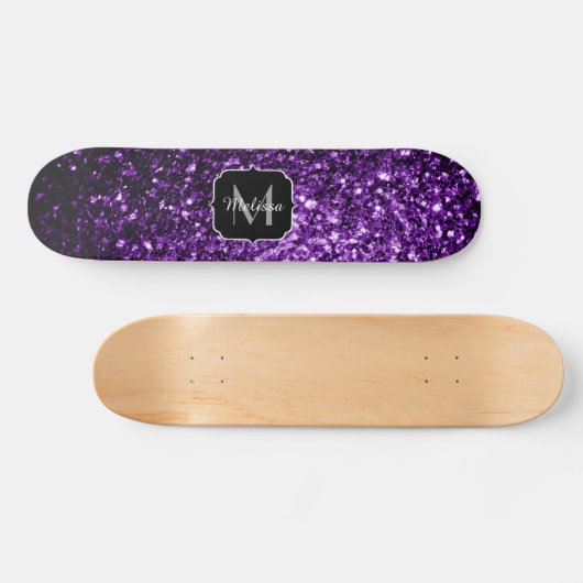 Donkere Paarse faux glans monogram Skateboard (Horizontaal)
