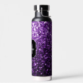 Donkere paarse faux glans monogram waterfles (Links)