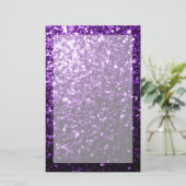 Donkere Paarse faux glinsterende glitter Briefpapier (Staand voorkant)